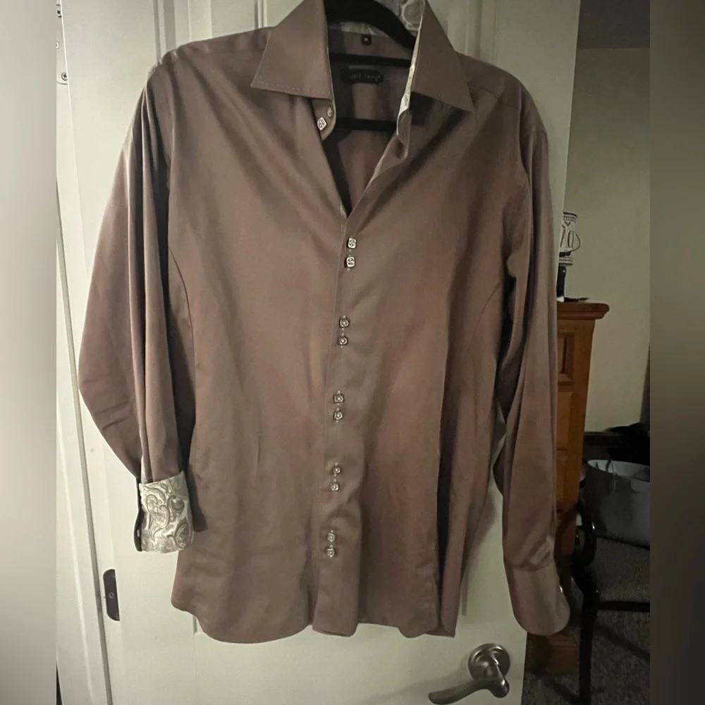 Jared Lang Barcelona 742 Brown Button up, size M - Picture 2 of 12